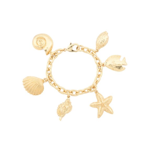 BEN AMUN Gold Made In Usa Gold Plated Seashells Charm Bracelet